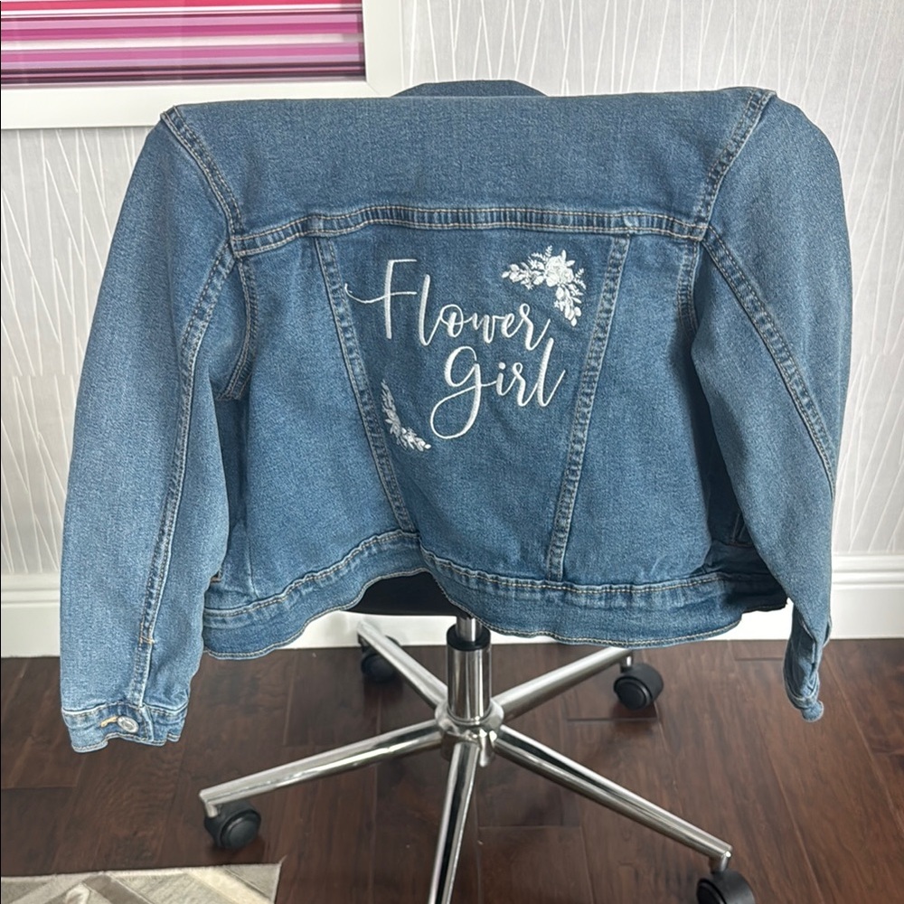 Denim 'Flower Girl' Embroidered Jacket - Blue